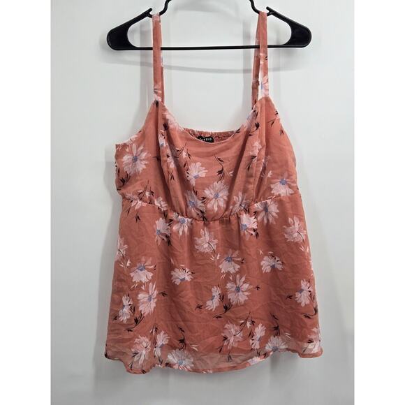 Torrid Pink Falling‎ Daisy Floral Print Babydoll Chiffon Cami Size 0 Large/12 - Picture 2 of 6